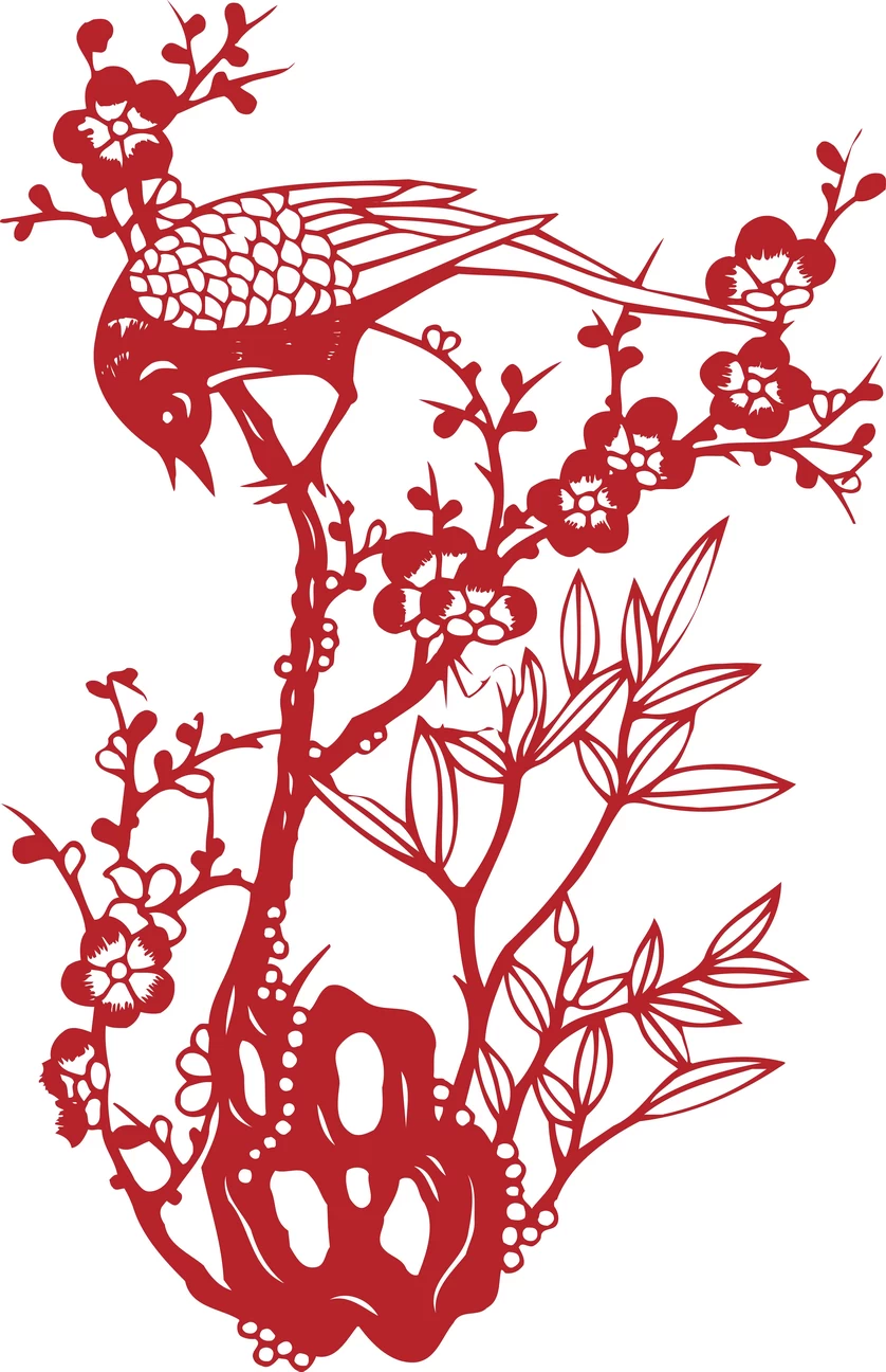 中国风传统民俗吉祥喜庆镂空剪纸窗花图案插画AI矢量PNG设计素材【255】